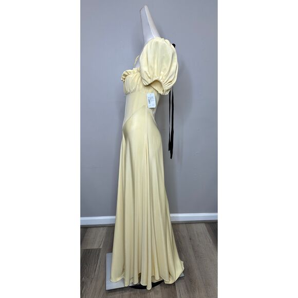 RODARTE Bow-embellished satin-trimmed silk-crepe maxi dress US 4 $2,400 - Picture 7 of 12